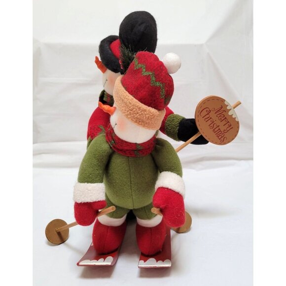 Whimsical Snowman Family Skiing Christmas Decor Approximately 14.5" Long - Picture 2 of 9
